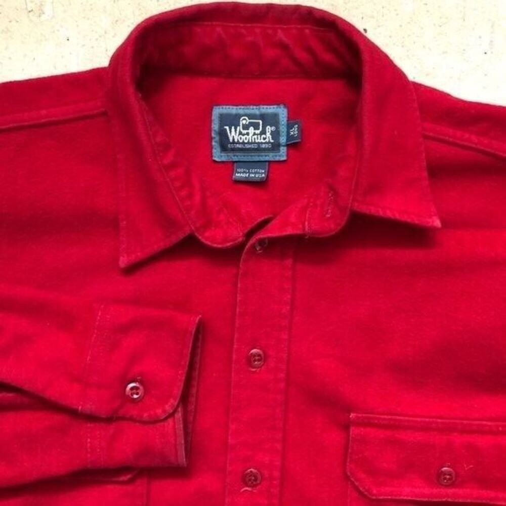 Woolrich Men's Vintage‎ XL Long 1960-1970 Red Flannel Long Sleeve Button Shacket